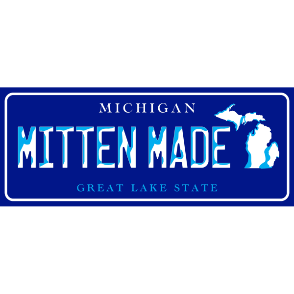 Mitten Made License Plate Label