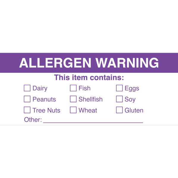 Allergen Warning Label